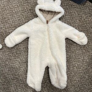 Carter's Cream Fuzzy Hooded Footie